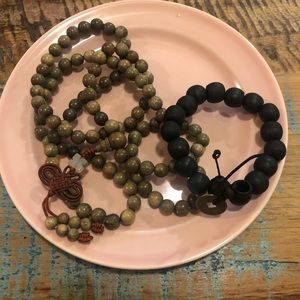 Meditation beads/necklace & black African bracelet